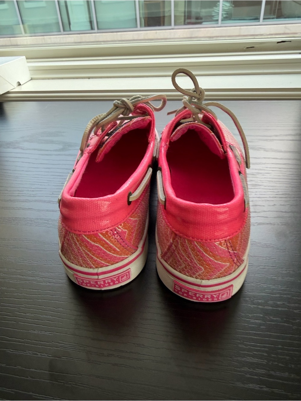 Sperry Top Sider Hot Pink and Orange Sequin Boat Shoe 7M - Picture 7 of 11